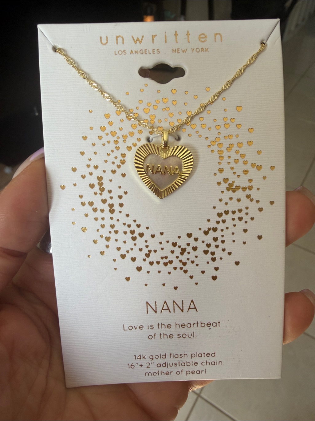 Unwritten Gold Nana Heart Pendant Necklace